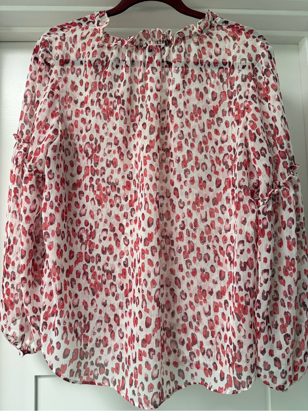 Banana Republic Pink Leopard-Print V-Neck Ruffle Blouse - Picture 5 of 5
